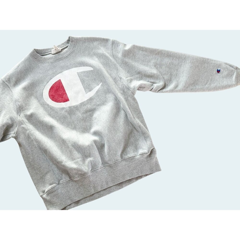 Vintage CHAMPION Sweatshirt 90s / 2000s Grey Logo Size Medium